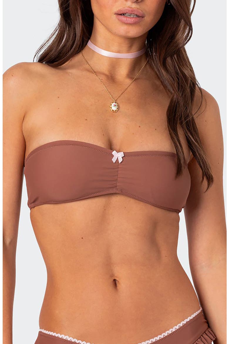 Maggie Bandeau Bikini Top, Main, color, BROWN