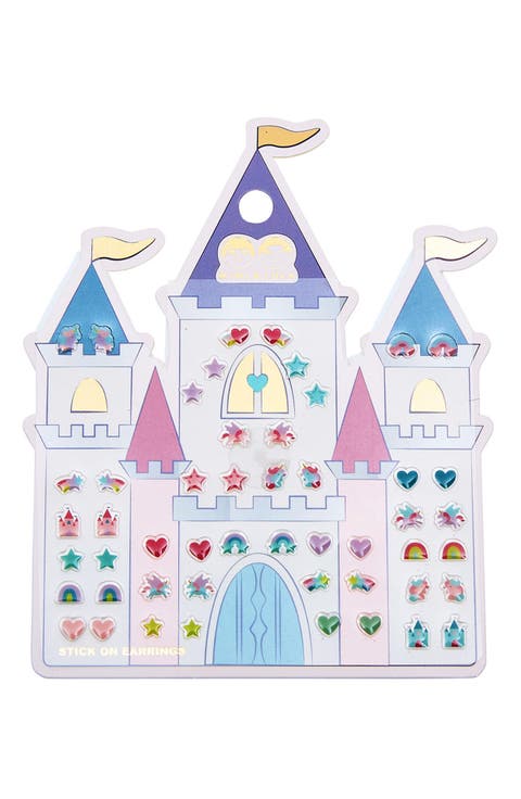Kids' 25-Pack Rainbow Castle Stick-On Earrings