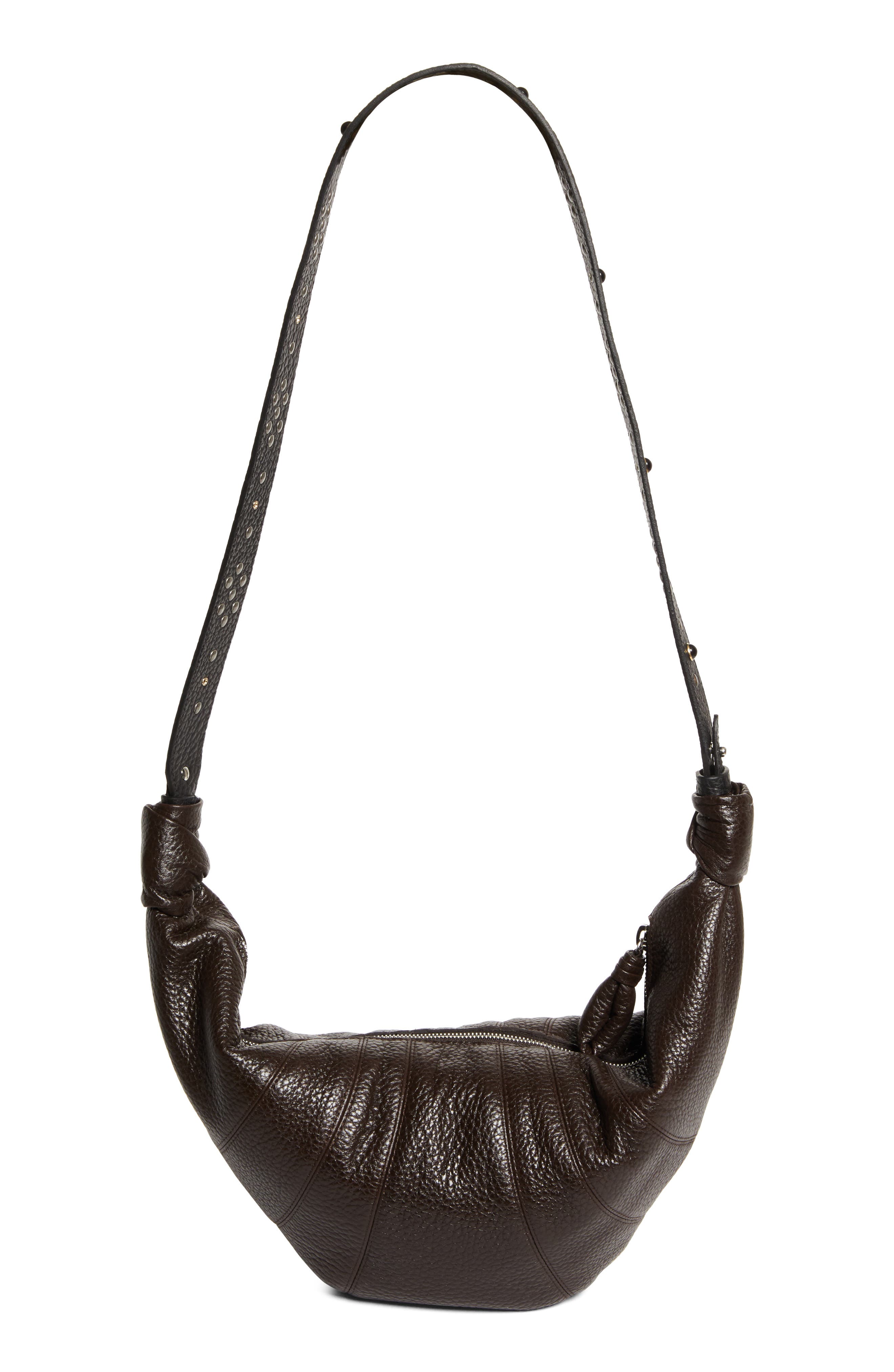 Lemaire Medium Croissant Leather Bag, Alternate, color, Dark Chocolate