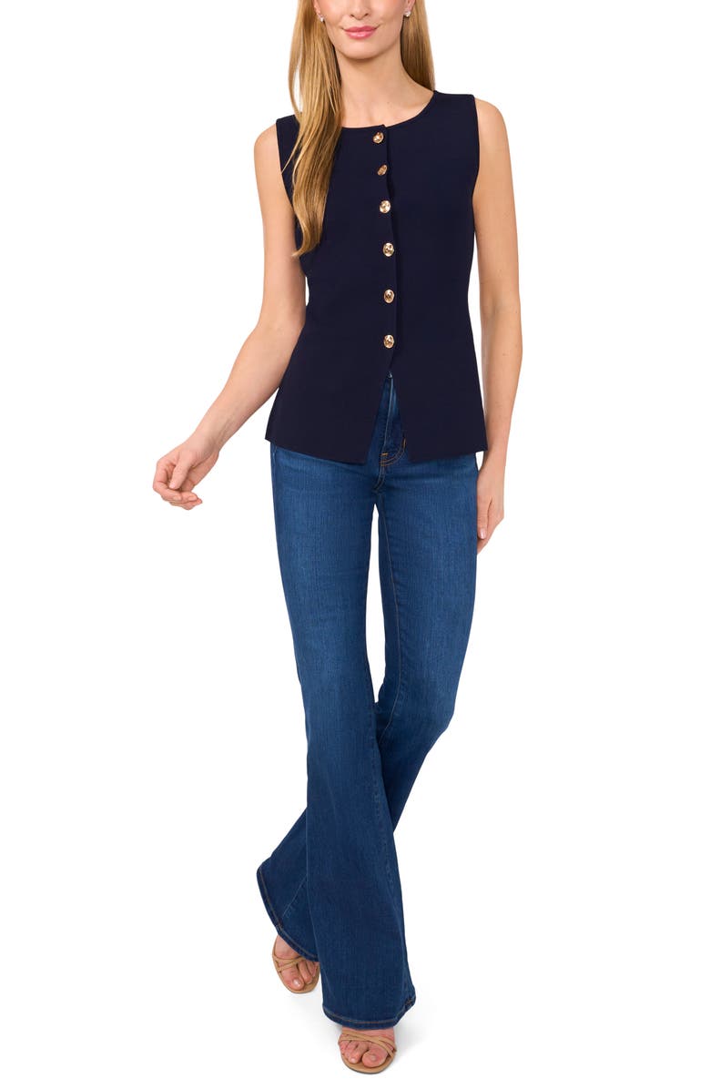 Ted Baker Sleeveless Button-Up Shirt, Alternate, color, Classic Navy