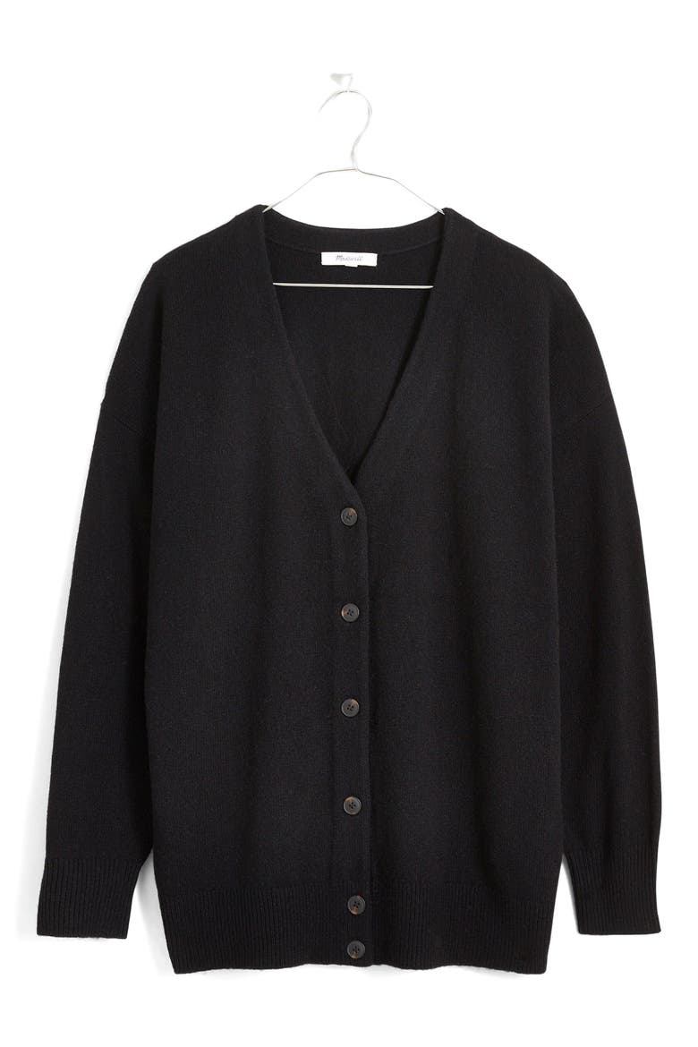 V-Neck Relaxed Cardigan, Main, color, TRUE BLACK