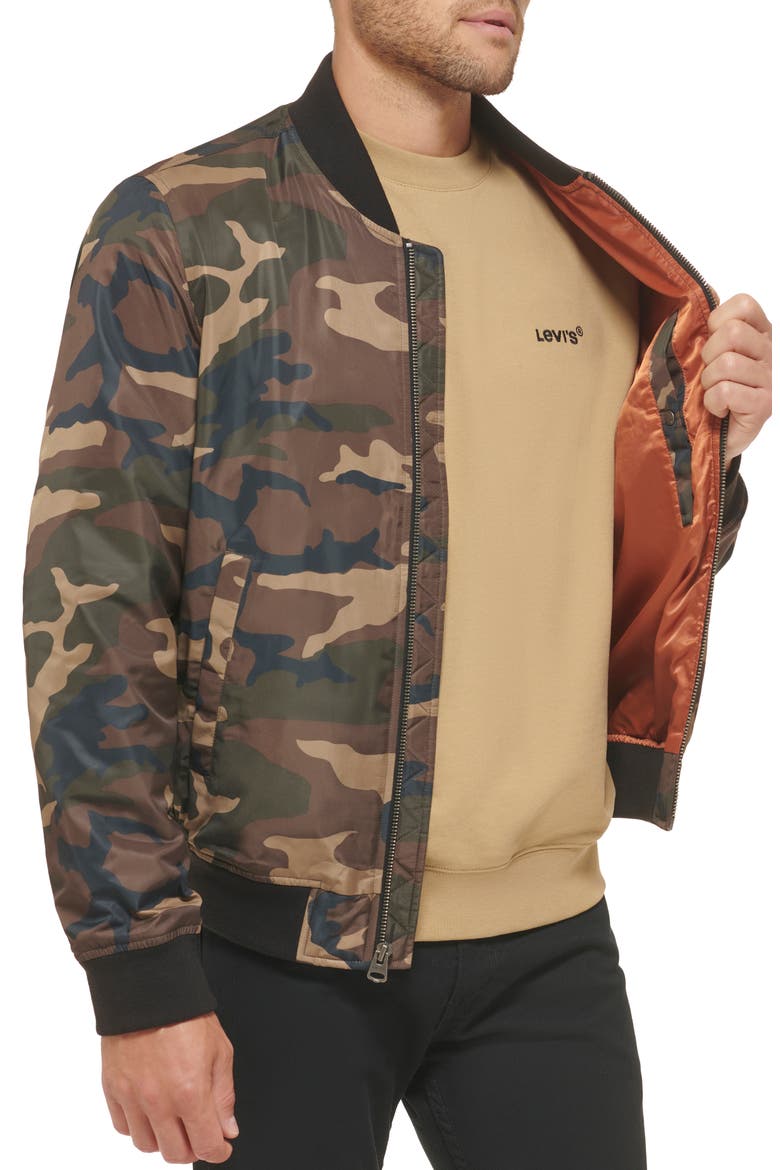 Nylon Satin Bomber Jacket, Alternate, color, CAMOUFLAGE