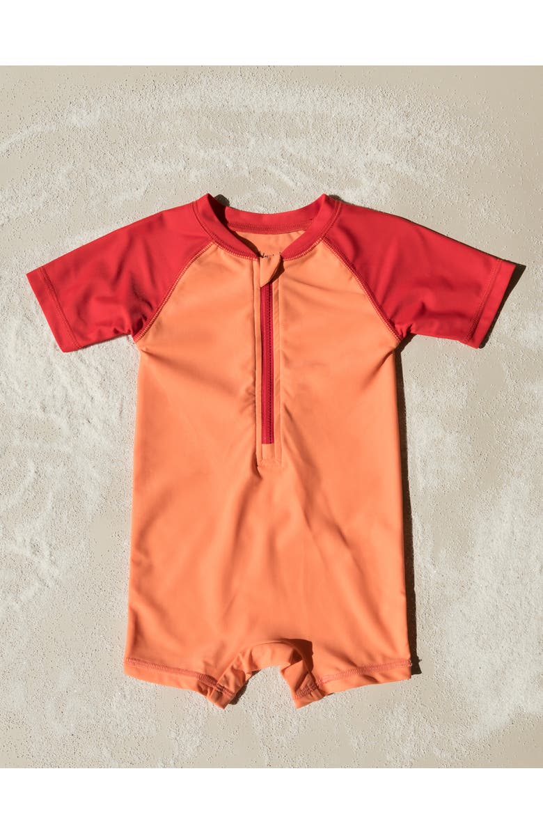 Leveret Baby One-Piece Rashguard, UPF 50+ Sun Protection Swimwear, Alternate, color, Red & Orange