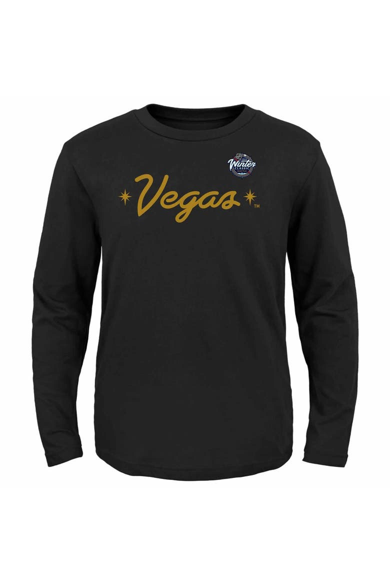 Youth Fanatics Branded Black Vegas Golden Knights 2024 NHL Winter Classic Secondary Logo Long Sleeve T-Shirt, Alternate, color, Black