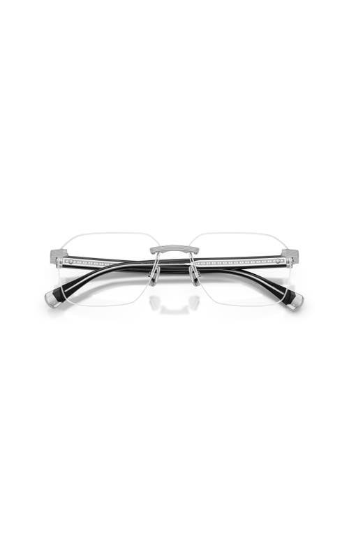 Brunello Cucinelli 57mm Rectangle Optical Glasses In Metallic