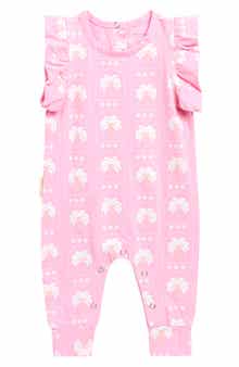 Palm Ruffle Stretch Cotton Romper
