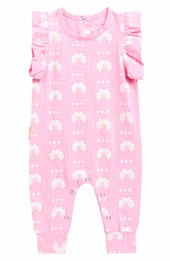 Palm Ruffle Stretch Cotton Romper