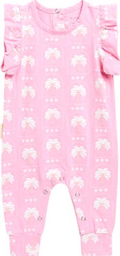 TINY TRIBE Palm Ruffle Stretch Cotton Romper