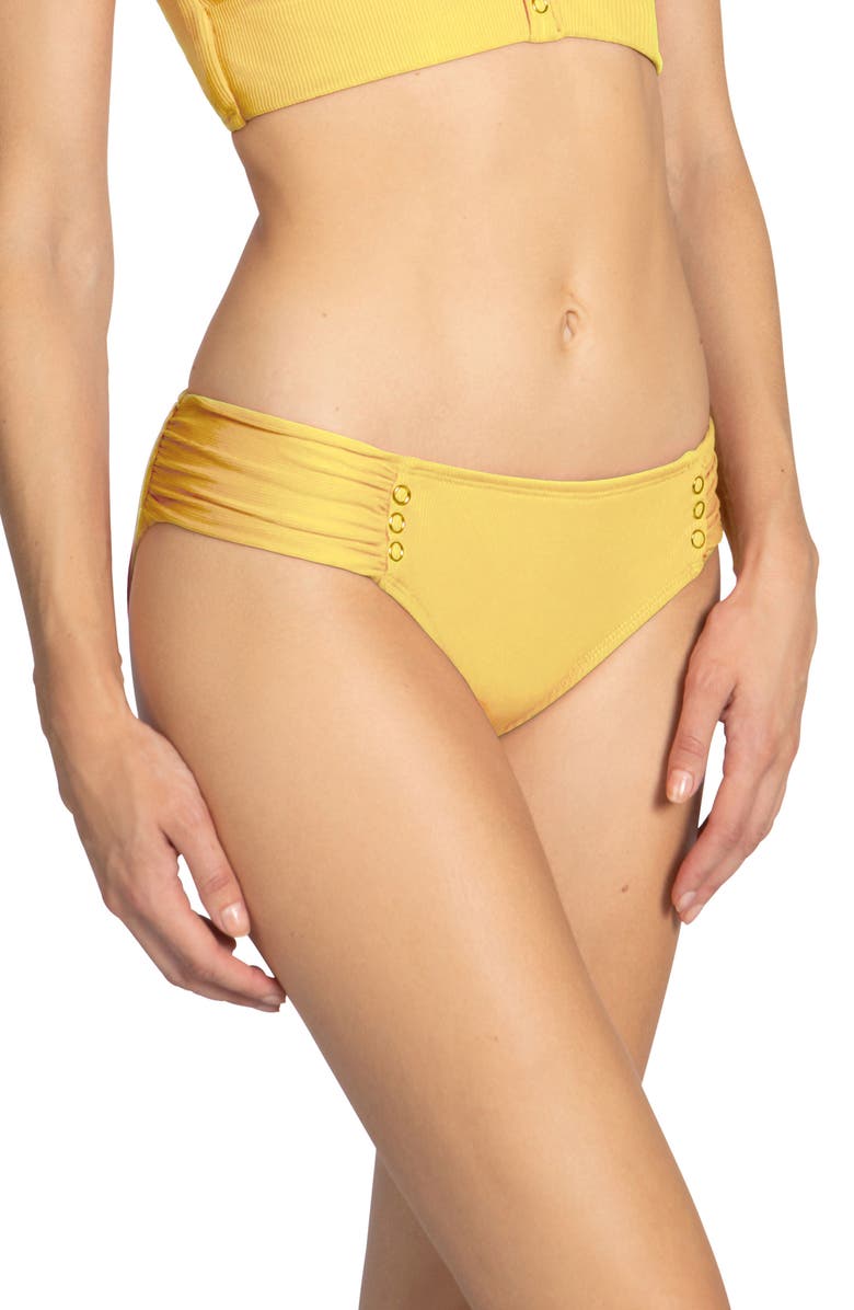Robin Piccone Amy Side Tab Bikini Bottoms, Alternate, color, Yolk