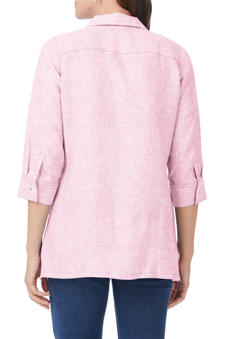 Stirling Linen Button-Up Tunic, Alternate, color, PURE PINK
