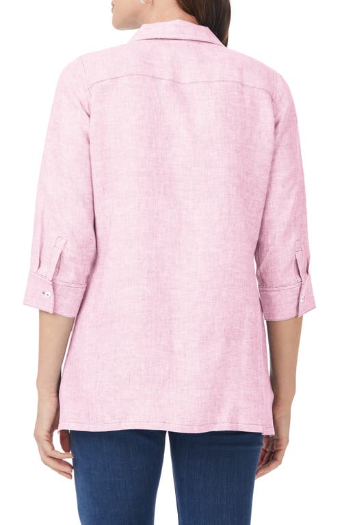 Foxcroft Stirling Linen Button-up Tunic In Pink