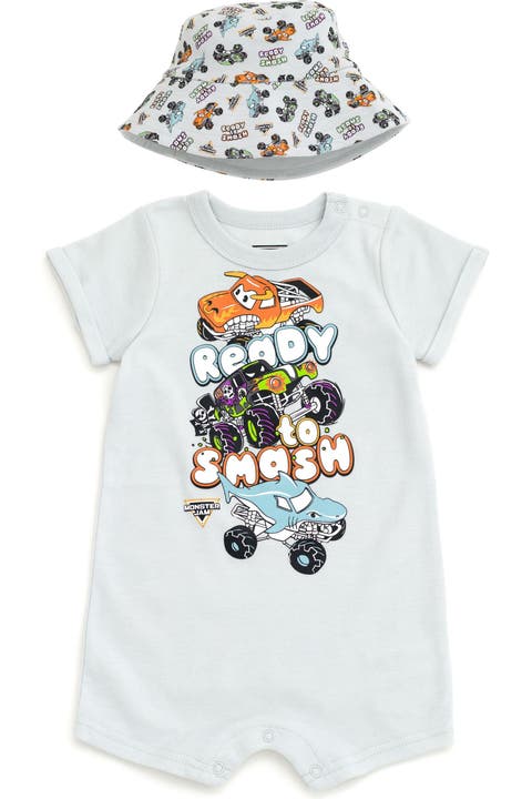 One Piece Romper and Bucket Hat Set