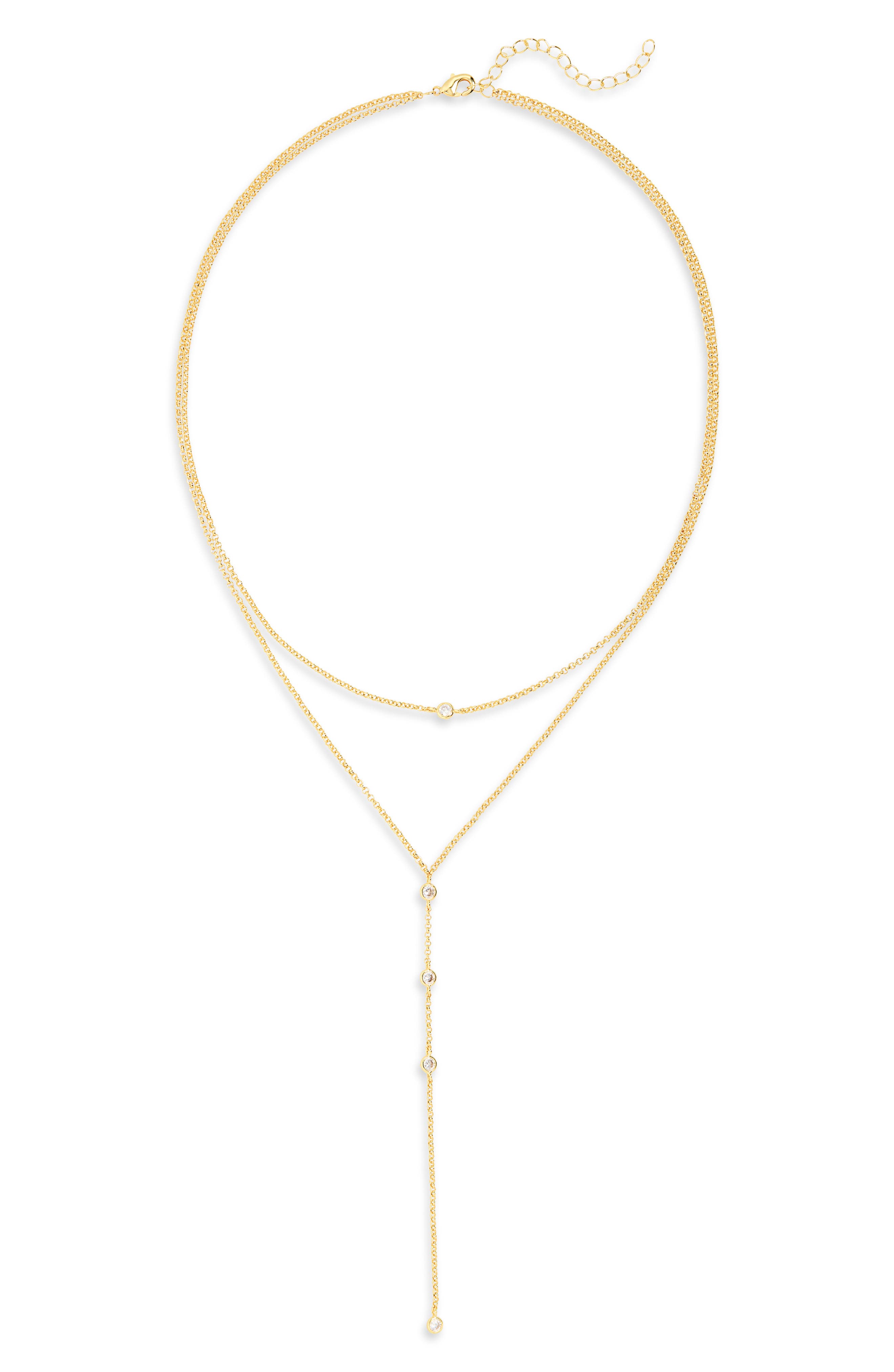 NORDSTROM RACK Cubic Zirconia Layered Y-Necklace