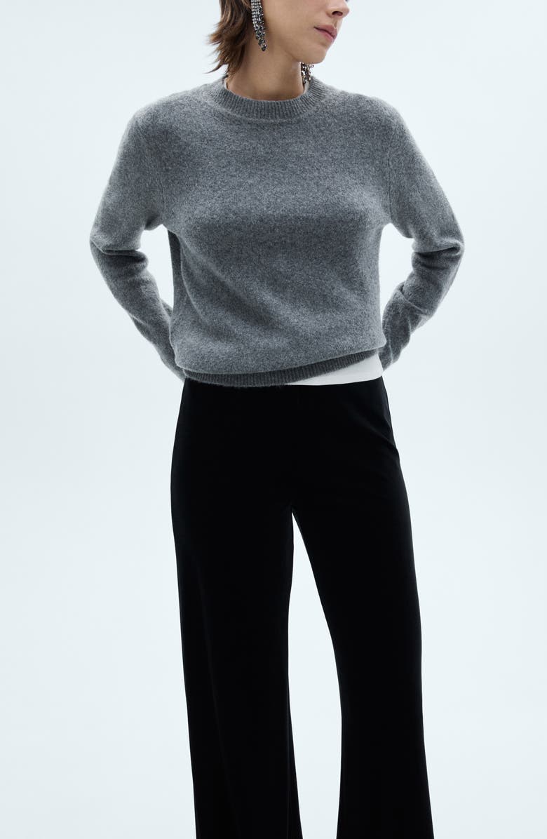 MANGO Xenphant Stretch Velvet Wide Leg Pants, Alternate, color,