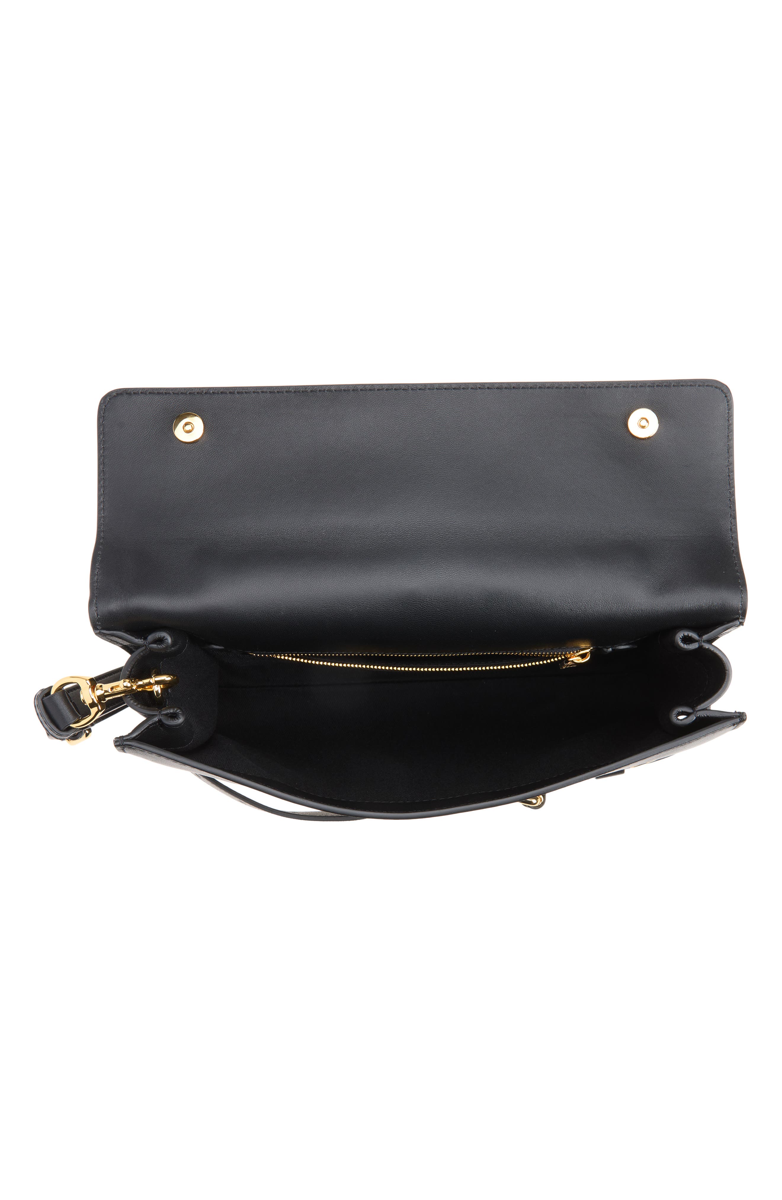 Tie Me Soft Leather Clutch, Alternate, color, BLACK