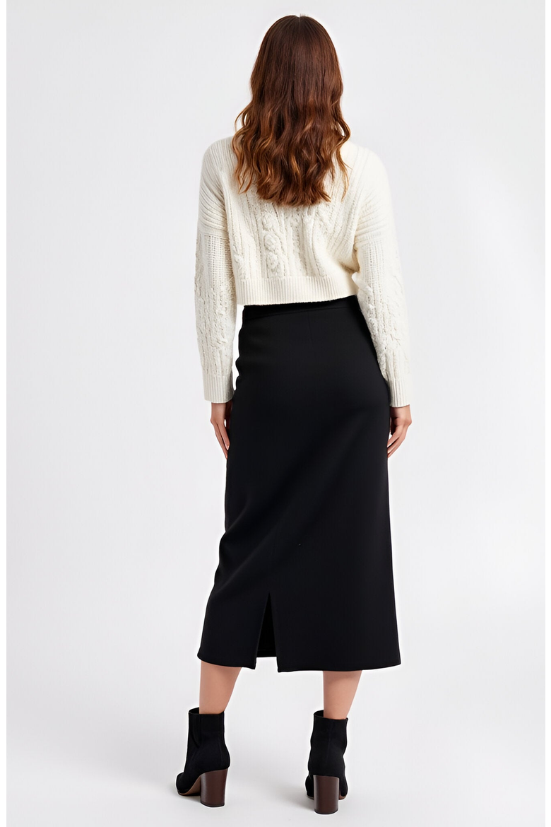 Soft Stretch Knit Midi Skirt, Alternate, color, Black