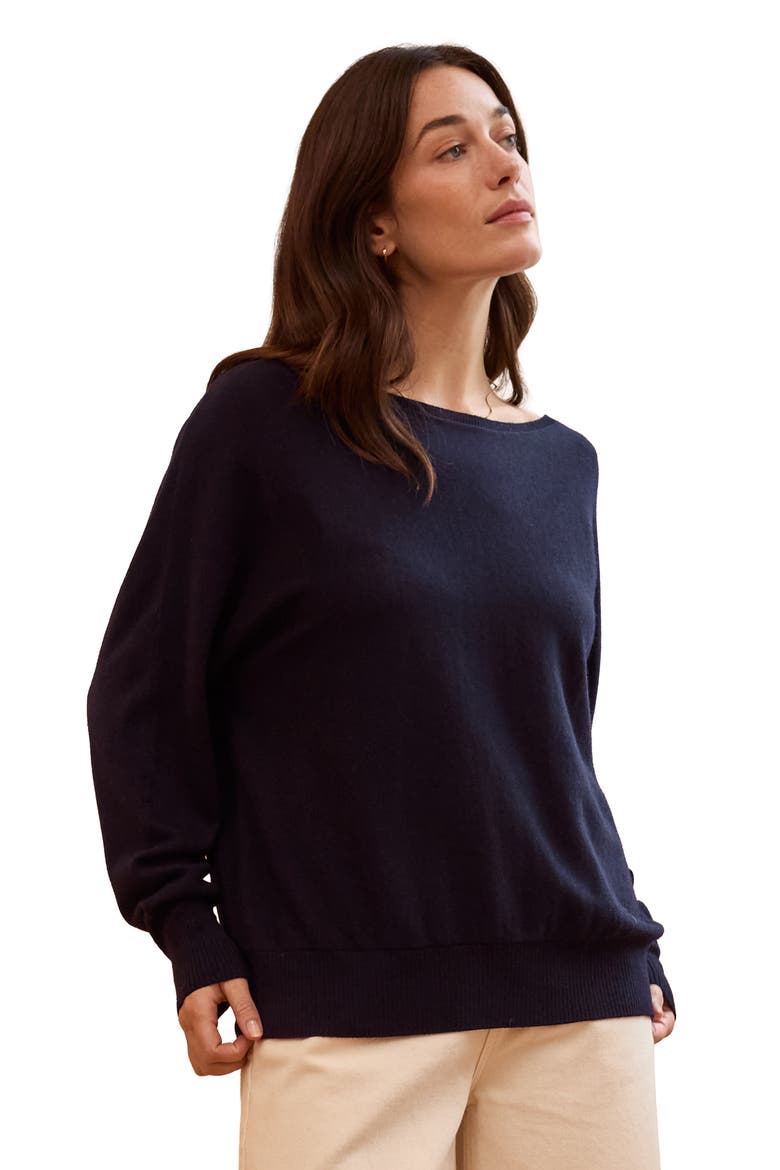 Fine Knit Merino Relaxed Sweater, Main, color, Navy