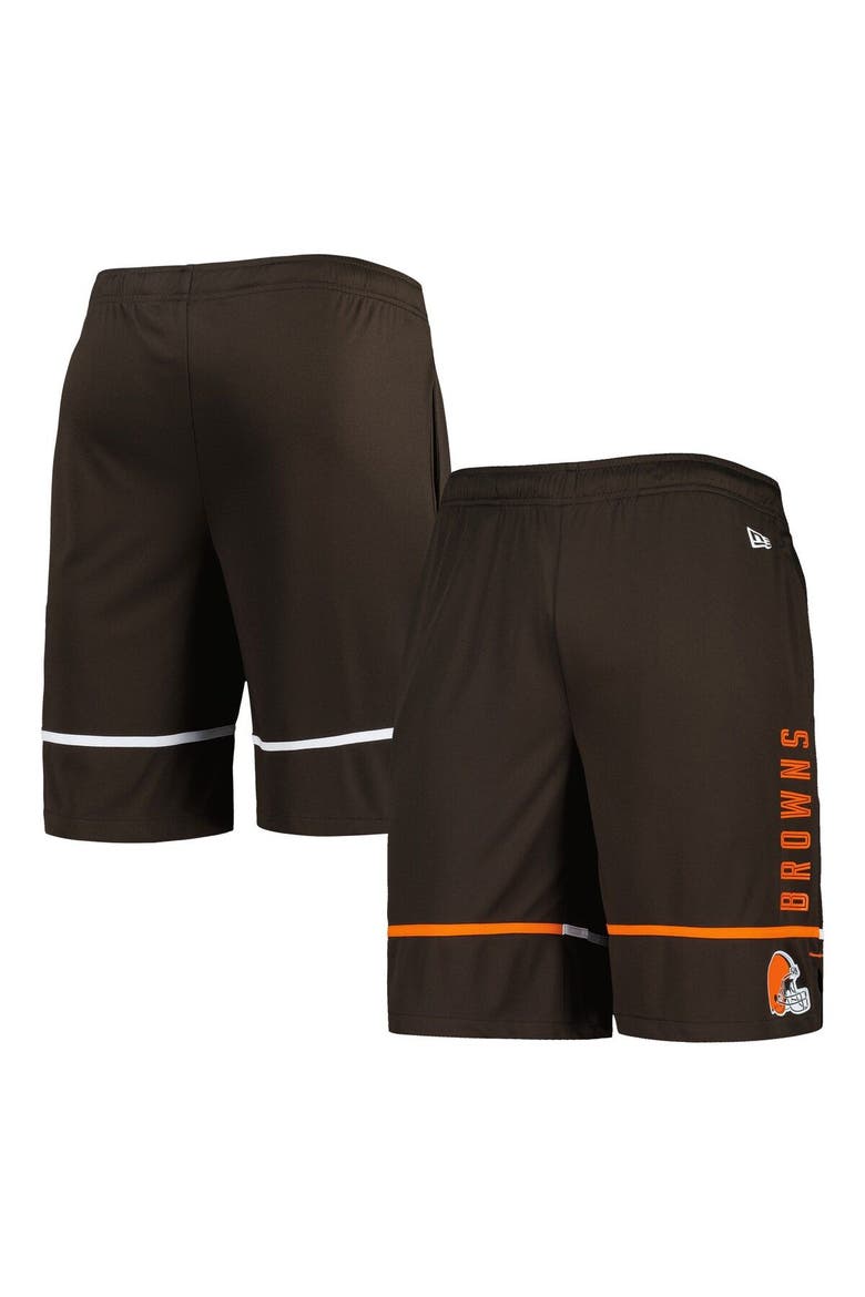 Men's New Era Brown Cleveland Browns Combine Authentic Rusher Training Shorts, Main, color, Brown