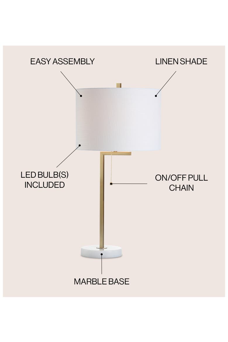 Alyssa 24.5" Metal/Marble LED Table Lamp, Brass Gold/White, Alternate, color, Brass gold/white