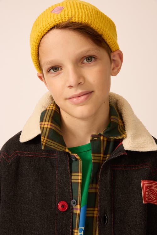 The Sunday Collective Organic Waffle Knit Beanie In Yellow
