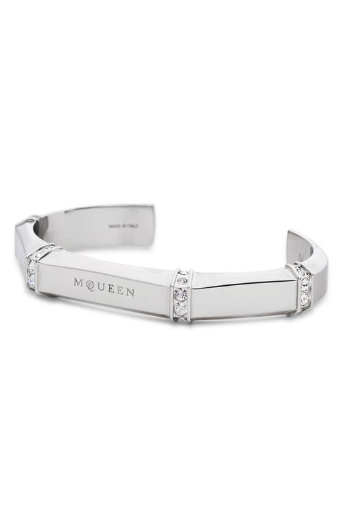 Alexander Mcqueen Dapper Logo Engraved Cuff Braclet In Metallic