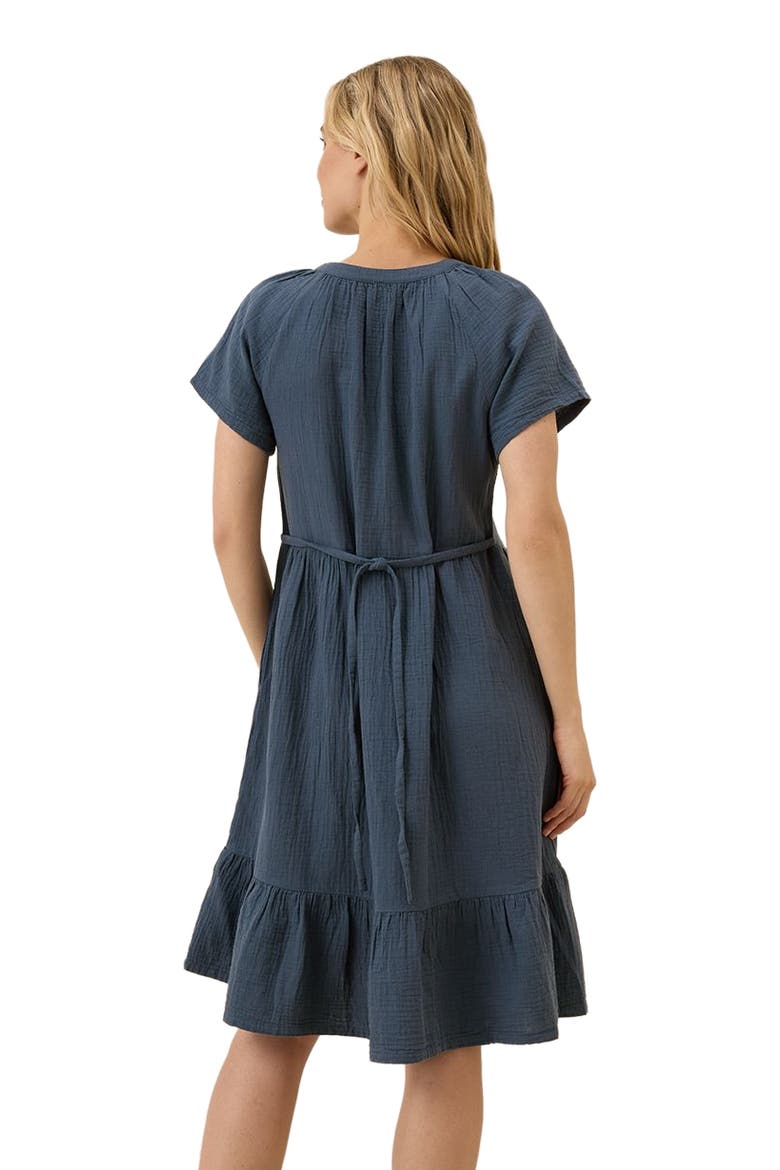 Organic Cotton Coastal Double Gauze Breezy Dress, Alternate, color, French Navy