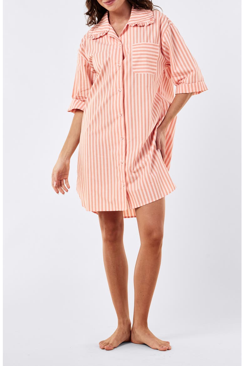 Butterscotch Stripe Cotton Nightshirt, Alternate, color, BUTTERSCOTCH