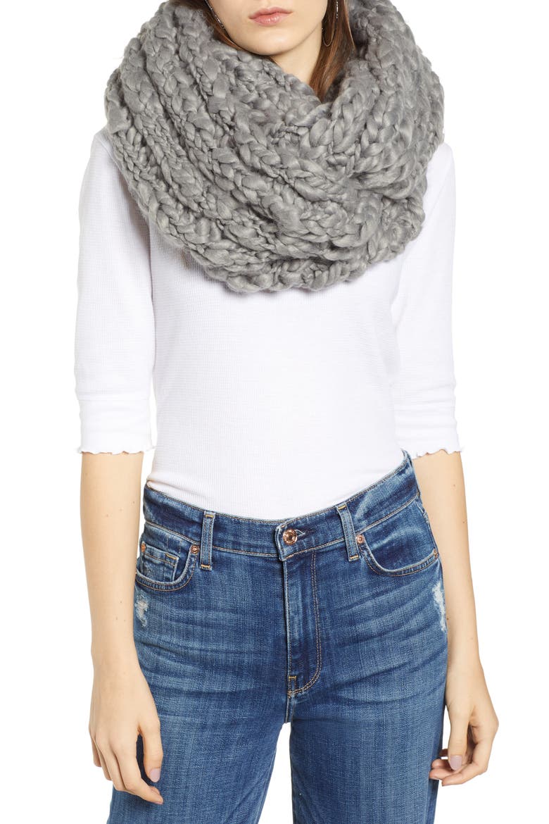 Dreamland Chunky Knit Infinity Scarf, Main, color, GREY