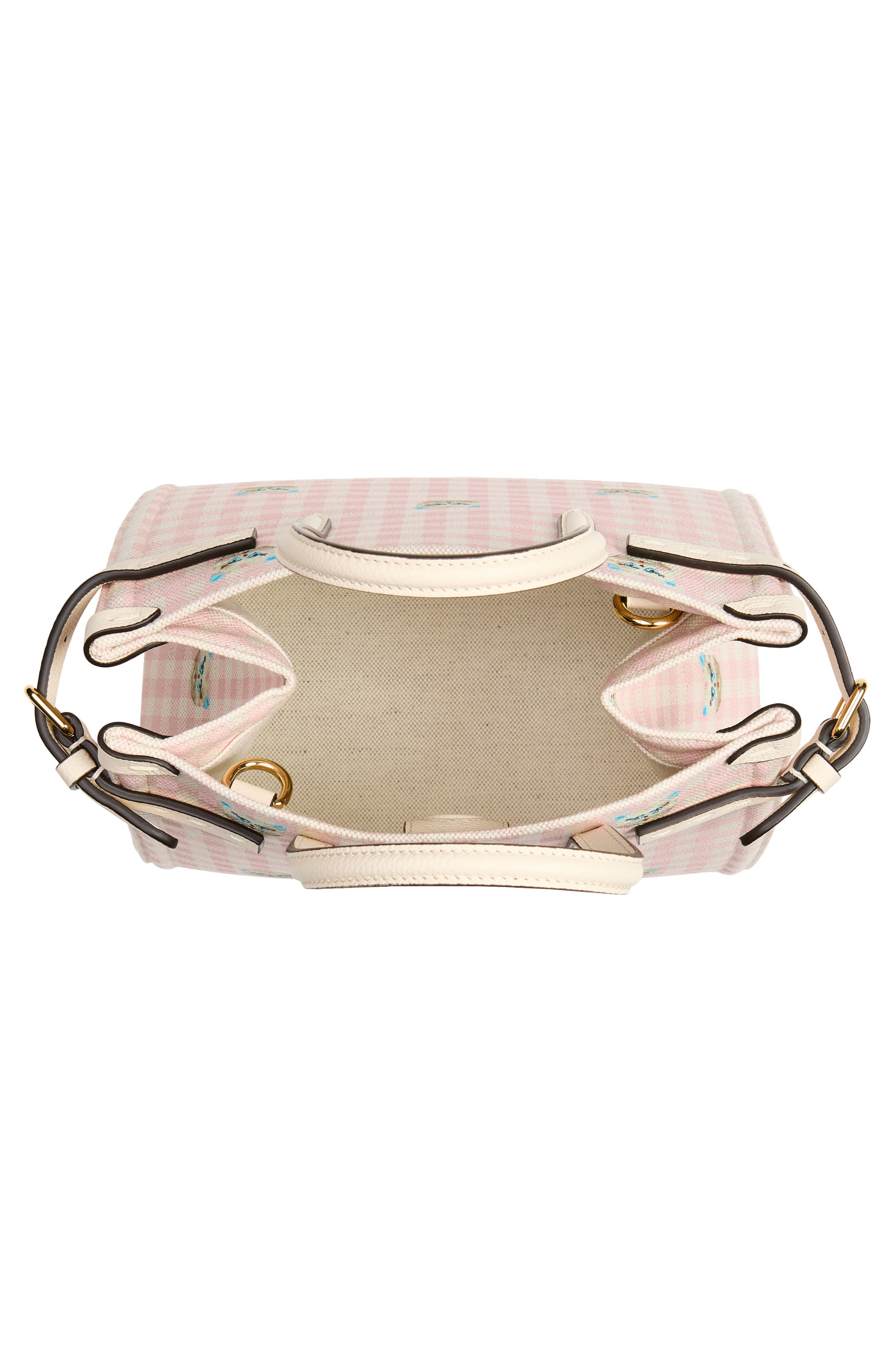 Valentino Garavani Small Antibes Gingham Canvas Tote, Alternate, color, Ivory/ Multi