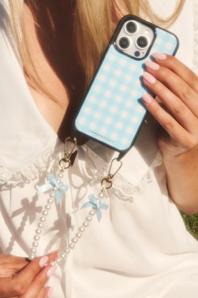 Gingham Darling Phone Wristlet Set, Alternate, color, Powder Blue