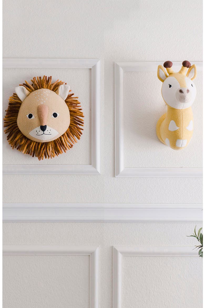 Safari Animal Plush Head Wall Art, Alternate, color, YELLOW/ WHITE