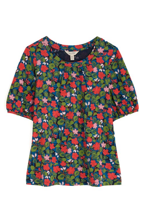 Seasalt Cornwall Seaberry Floral Puff Sleeve Top In Green