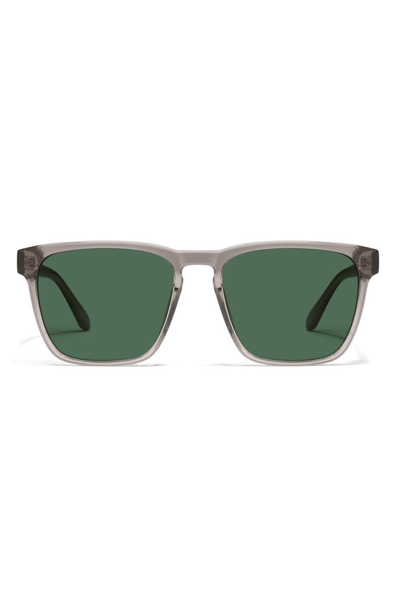 QUAY Unplugged 56mm Polarized Square Sunglasses, Main, color, Crystal Grey/ Green Polarized