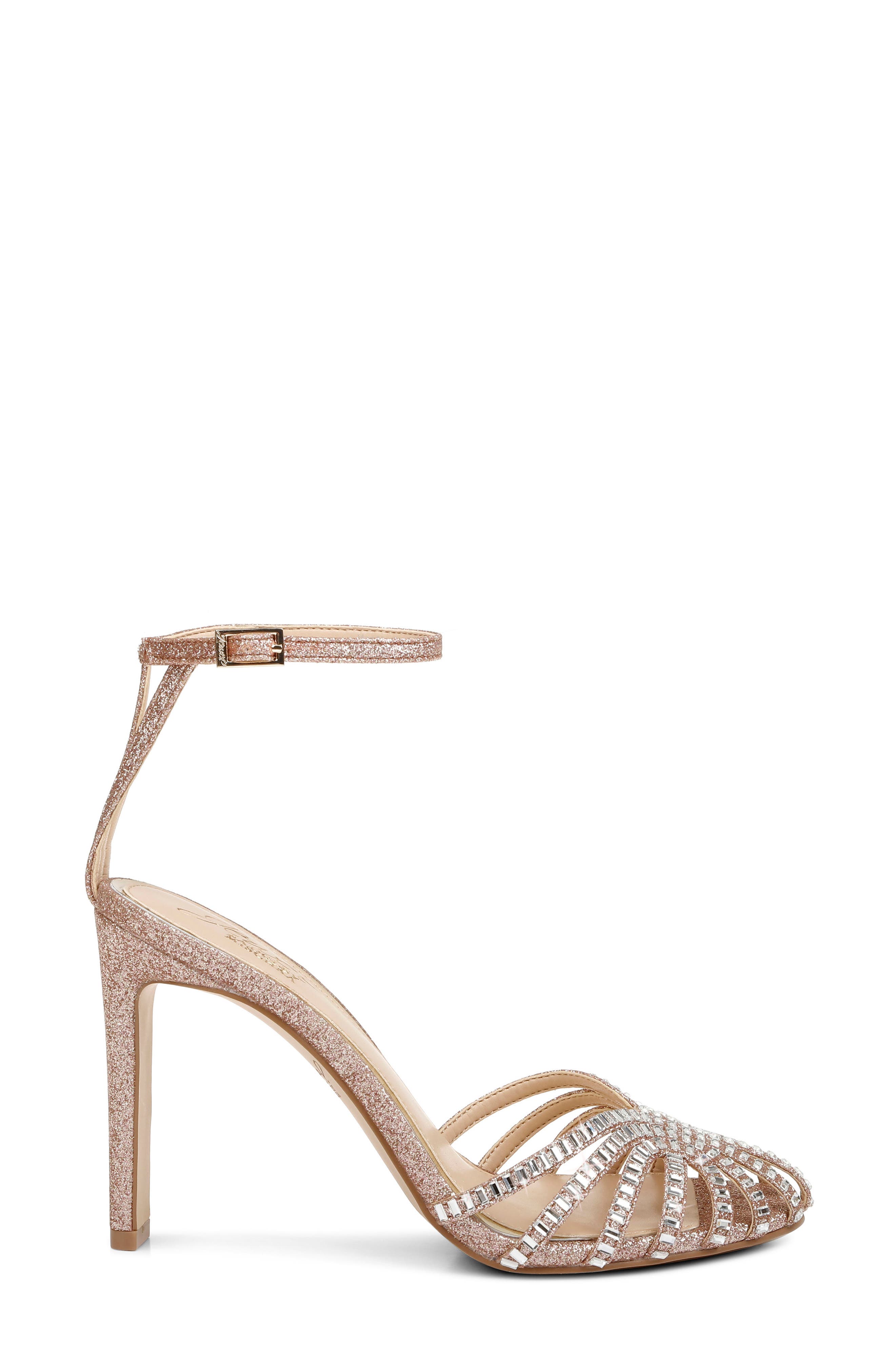Polly Ankle Strap Pump, Alternate, color, ROSE GOLD GLITTER