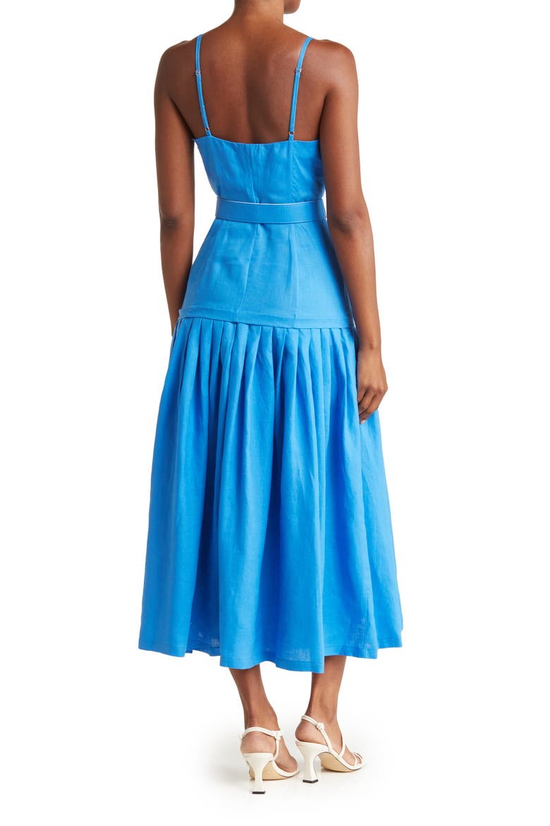 Clemence Pleated Mid Dress, Alternate, color, OLYMPIC