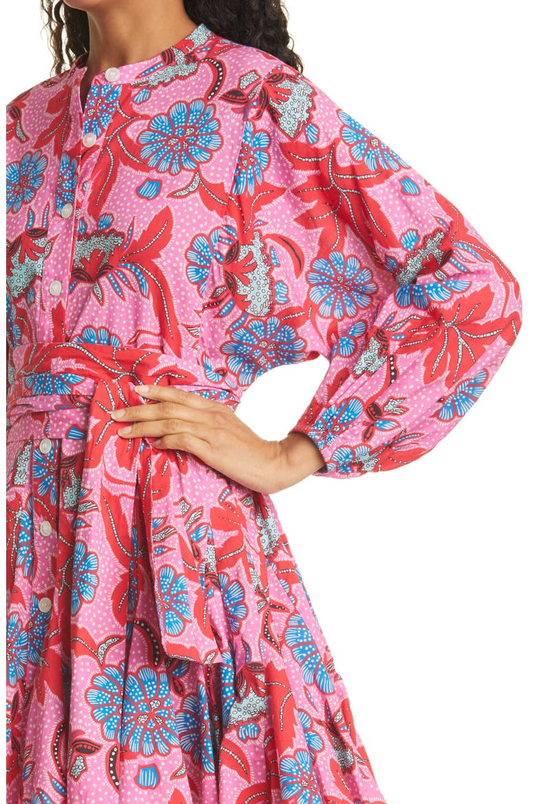 Emma Print Long Sleeve Cotton Shirtdress, Alternate, color, RED PSYCHEDELIC FLOW