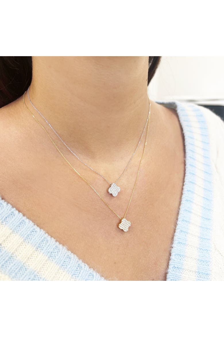 Diamond Clover Necklace, Alternate, color, White Gold