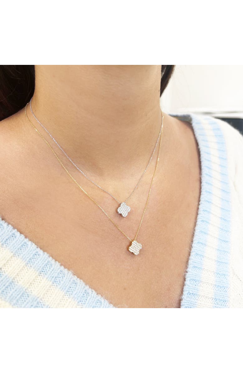 The Lovery Fine Jewelry Diamond Clover Necklace, Alternate, color, White Gold