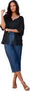 Roaman's Plus Size Scallop Trim Crochet Cardigan