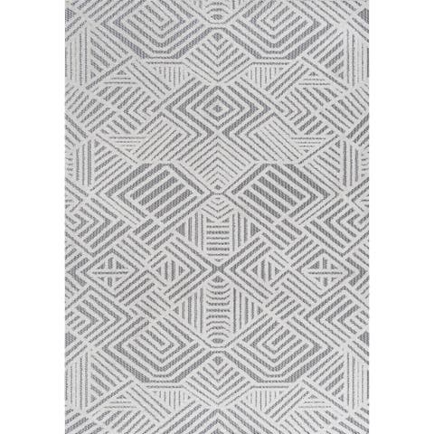 Jordan High-Low Pile Art Deco Geometric Indoor/Outdoor Area Rug