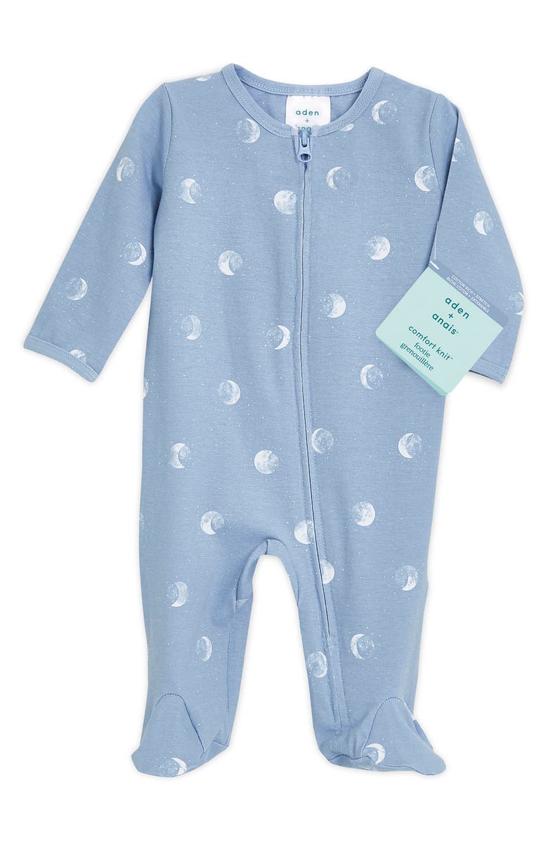 aden + anais Comfort Knit Footie, Alternate, color, Blue Moon