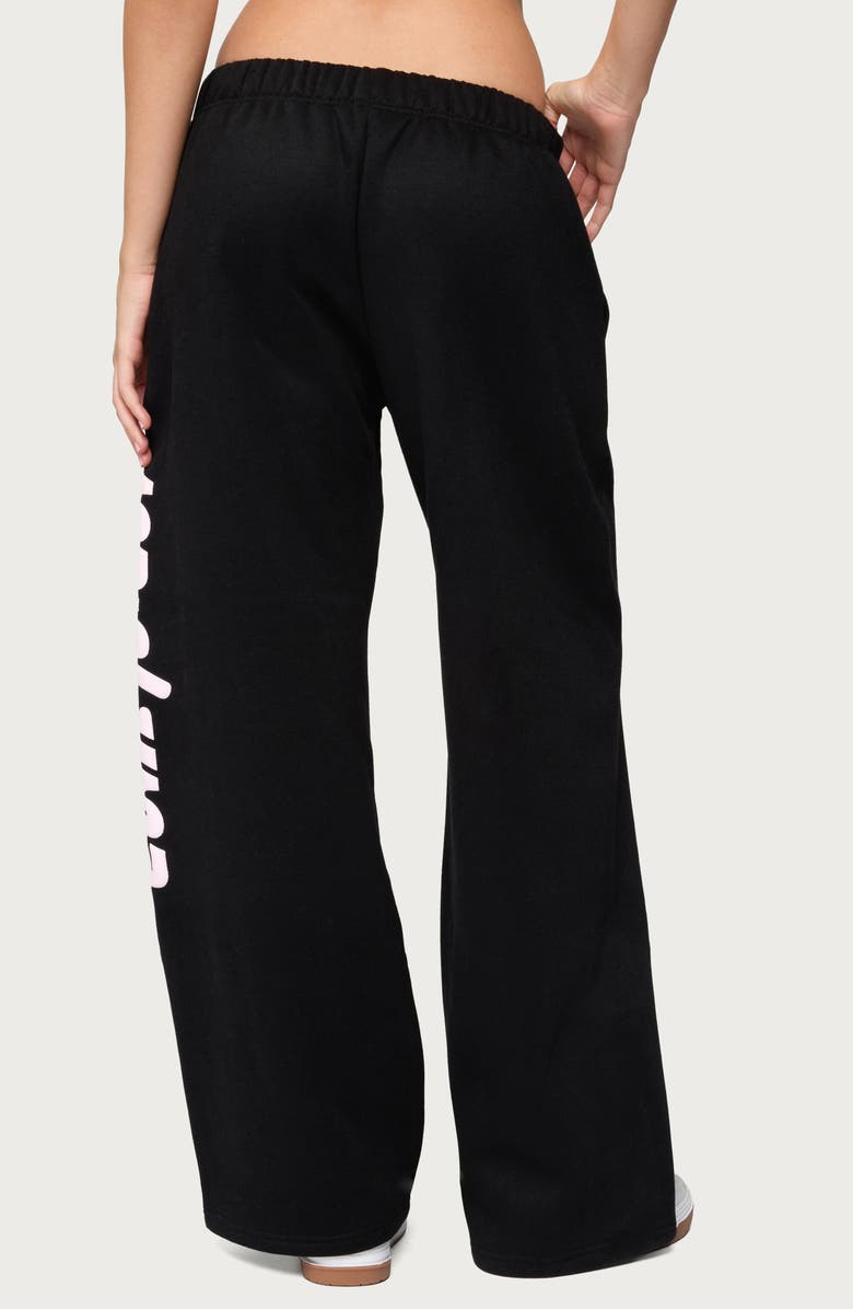 EDIKTED Star Logo Wide Leg Sweatpants, Alternate, color, Black