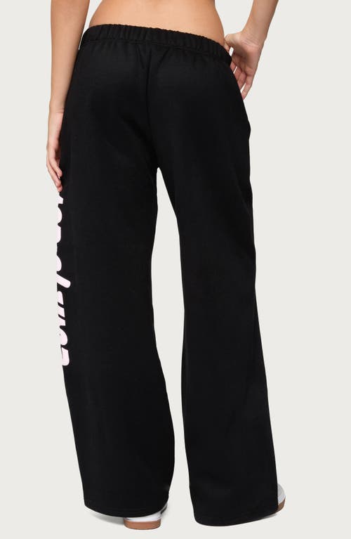 Edikted Star Logo Wide Leg Sweatpants In Black