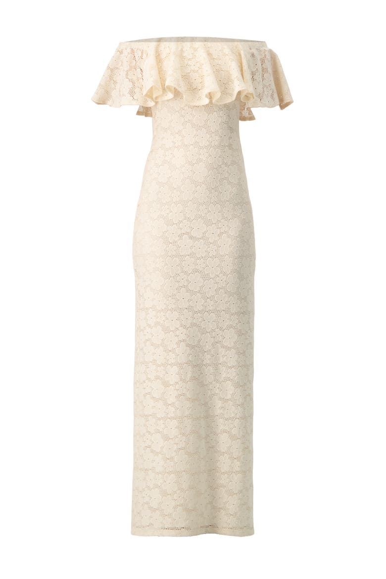 Lace Long Bardot Neckline Dress, Alternate, color, Ivory