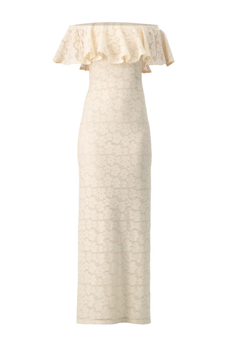 IVONNE Lace Long Bardot Neckline Dress, Alternate, color, Ivory