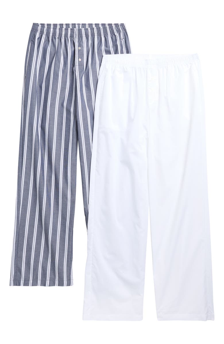 YOGALICIOUS 2-Pack Straight Leg Lounge Pants, Main, color, Stripe Naval Blue/ White