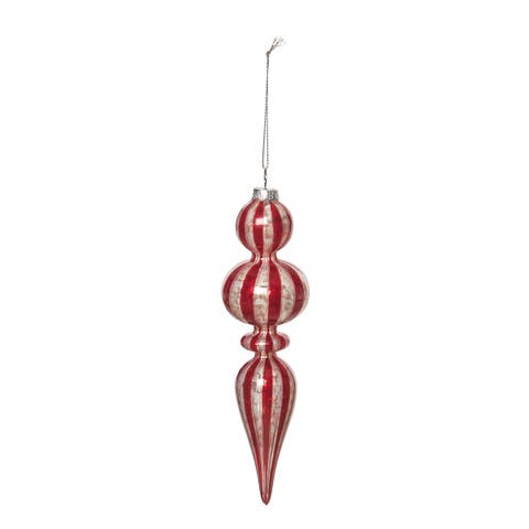Red & White Vintage Finial Christmas Tree Ornament