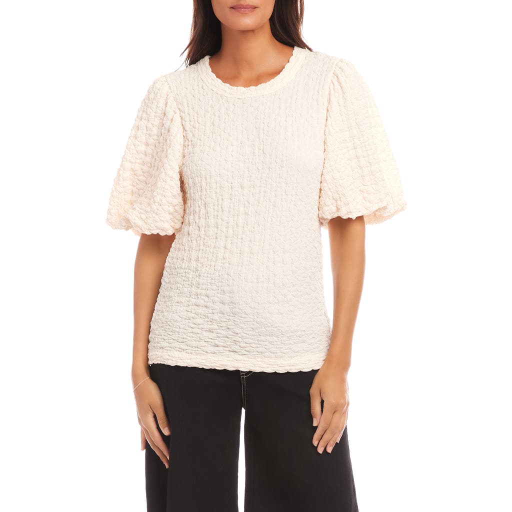 Karen Kane Puff Sleeve Textured Shirt In Cream