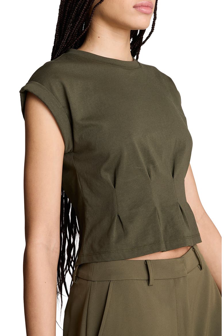 Extended Shoulder Peplum Top, Alternate, color, TURTLE GREEN