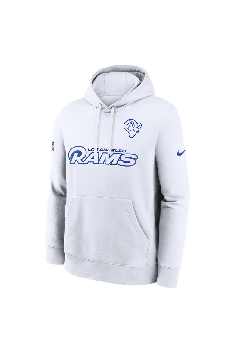 Men's Nike Los Angeles Rams Fearsome White End Drive Fleece Hoodie, Alternate, color, White